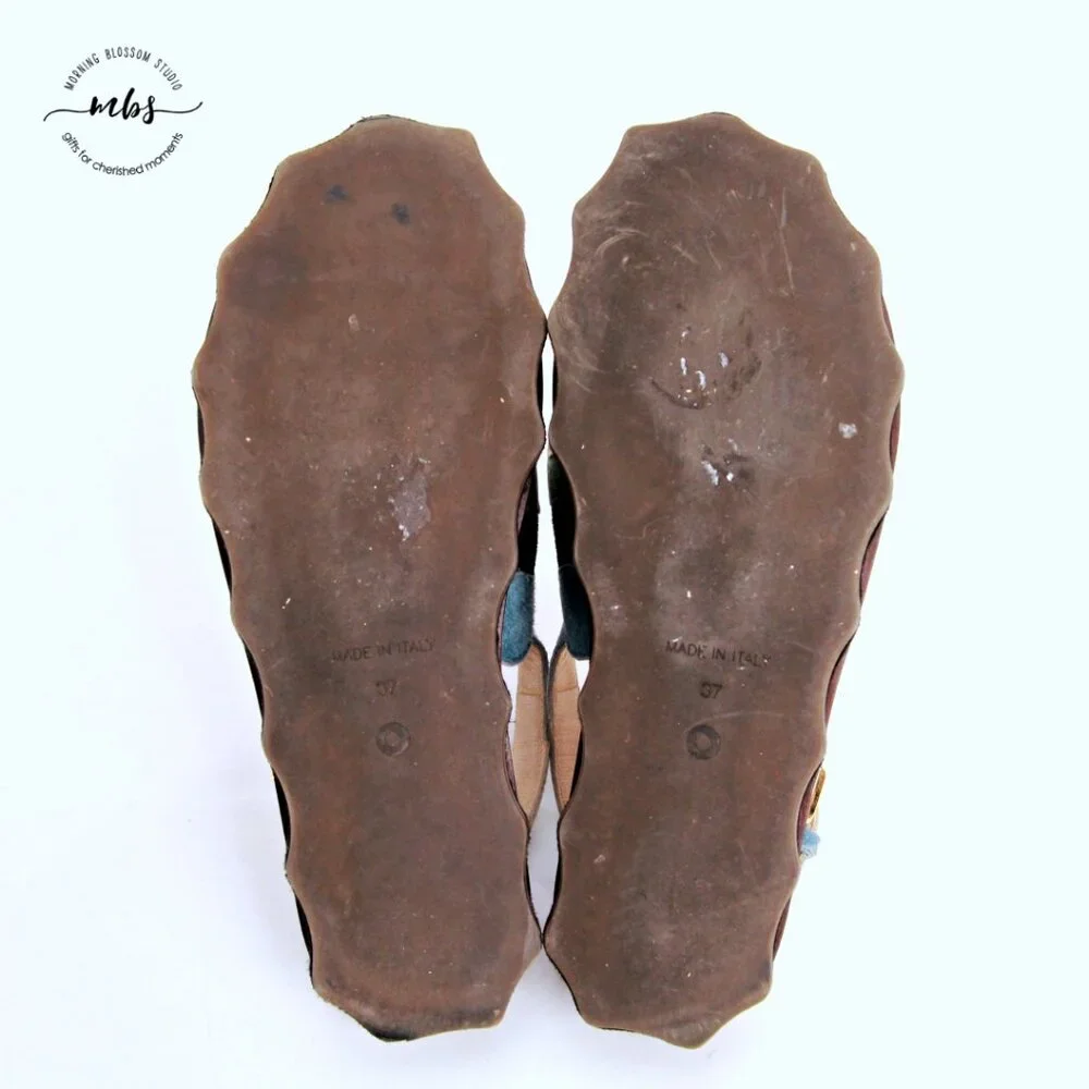 Ol'autre‎ Chose Platform Suede Ankle Strap Thong Sandals Multicolor Women US 6.5 - Picture 12 of 14